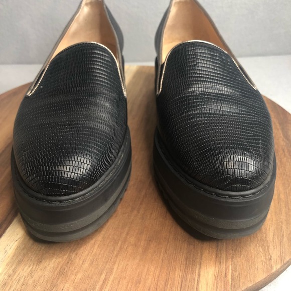 Michele Lopriore Milano Black Lizzard Leather Loafer Size EU 40-US 9 The Cassidy - Picture 5 of 10